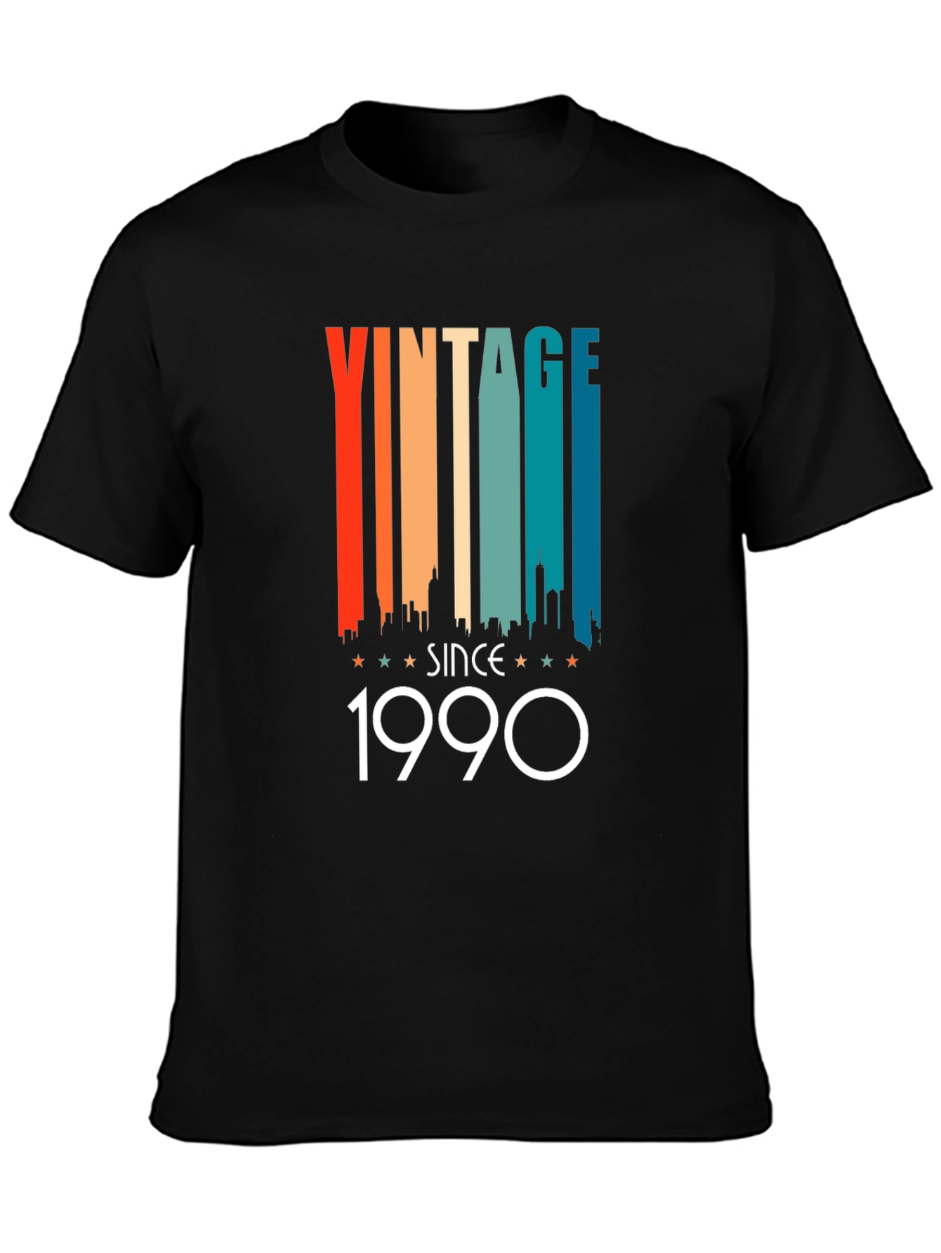 Black Vintage Since 1990 Graphic Tee - Retro Birthday Shirt view 3