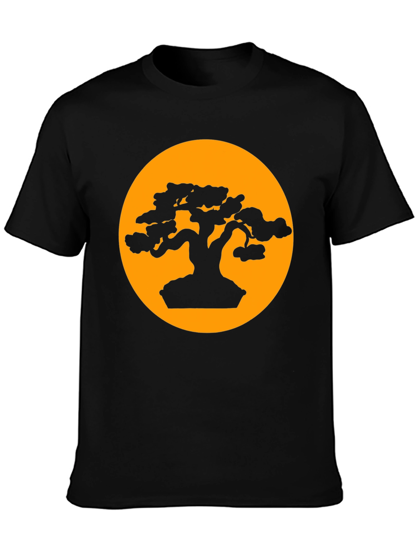 Black Bonsai Tree Silhouette T-Shirt - Artistic Zen Design view 3