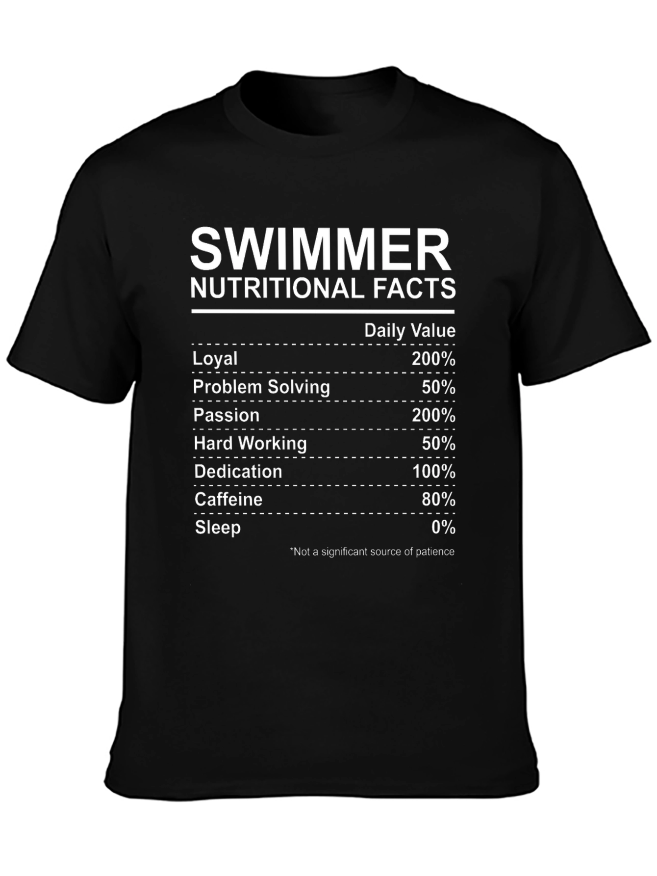 Black Swimmer Nutritional Facts T-Shirt view 3