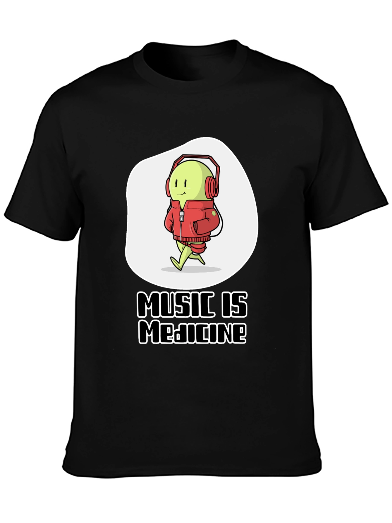 Black Music is Medicine T-Shirt: Cute Character Tee view 3