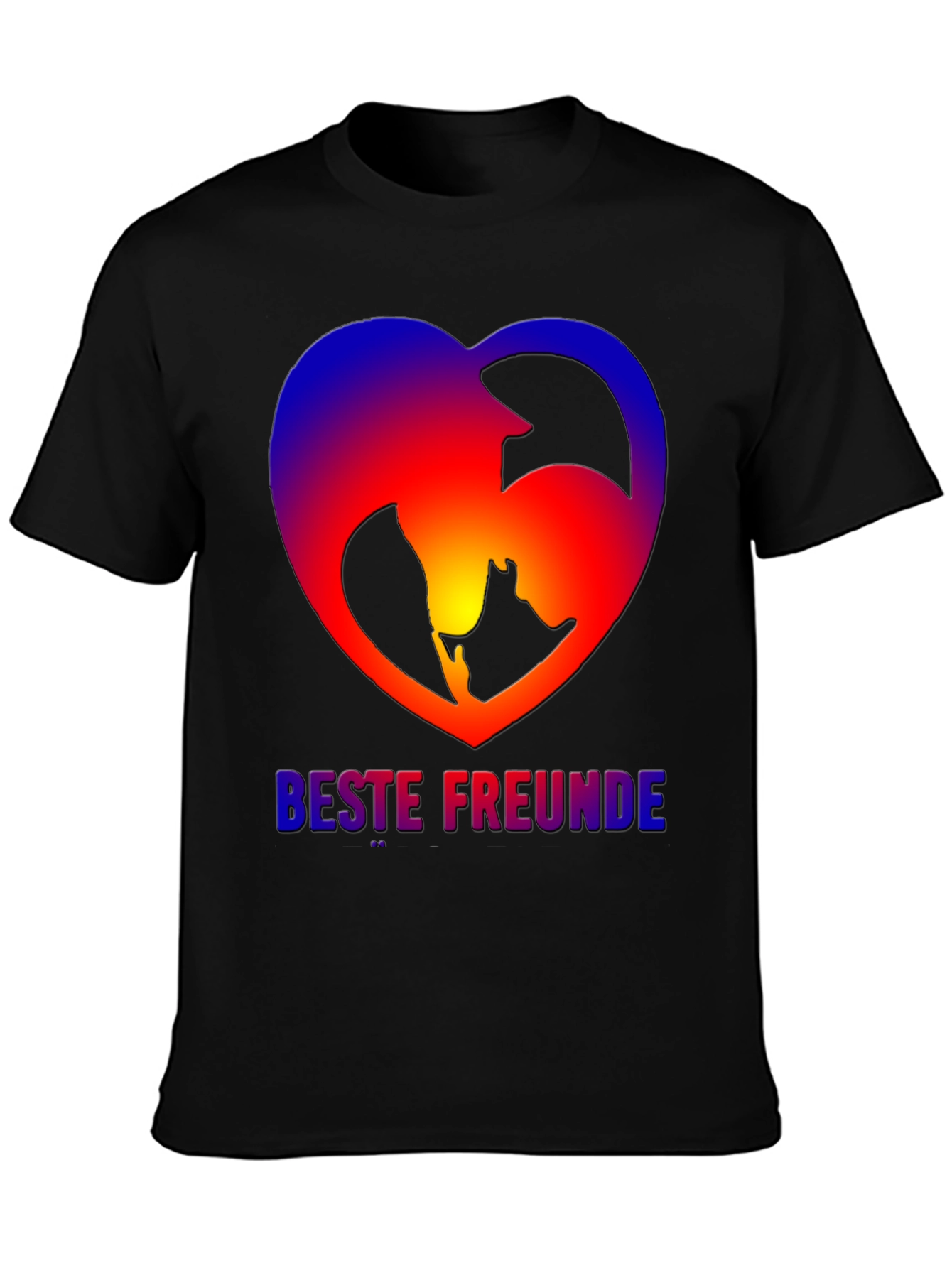Black Best Friends Dog & Owner Heart T-Shirt view 3