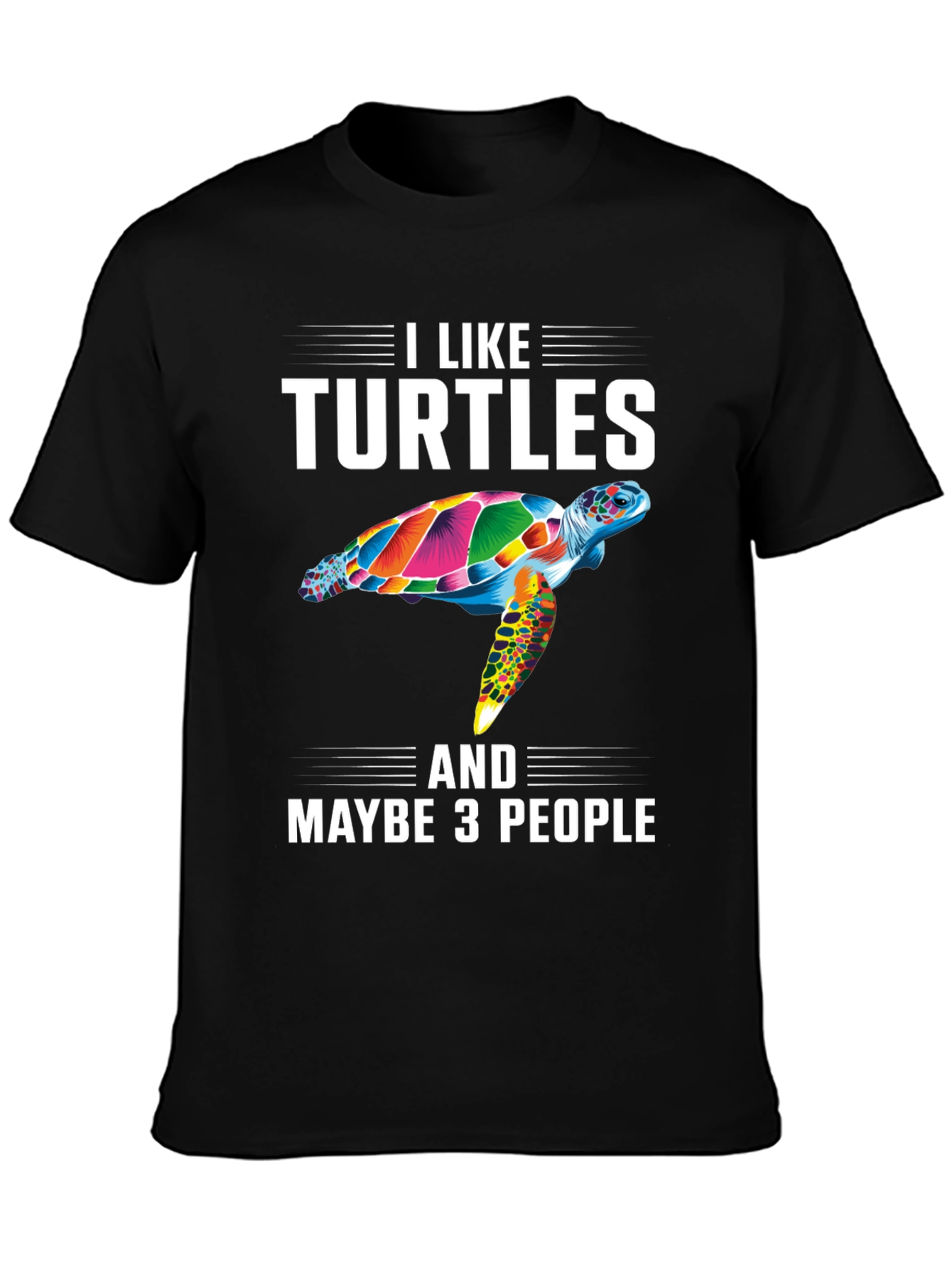 Black I Like Turtles T-Shirt - Funny Sea Turtle Graphic Tee view 3