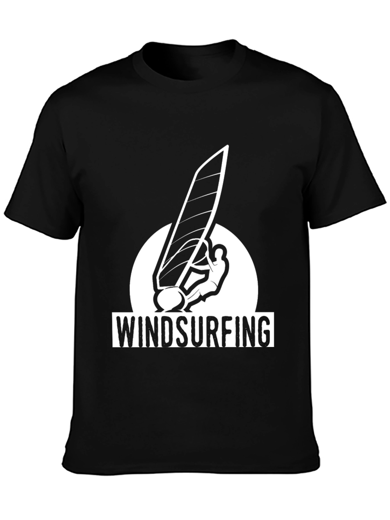 Black Windsurfing Graphic Tee - Black Cotton T-Shirt view 3