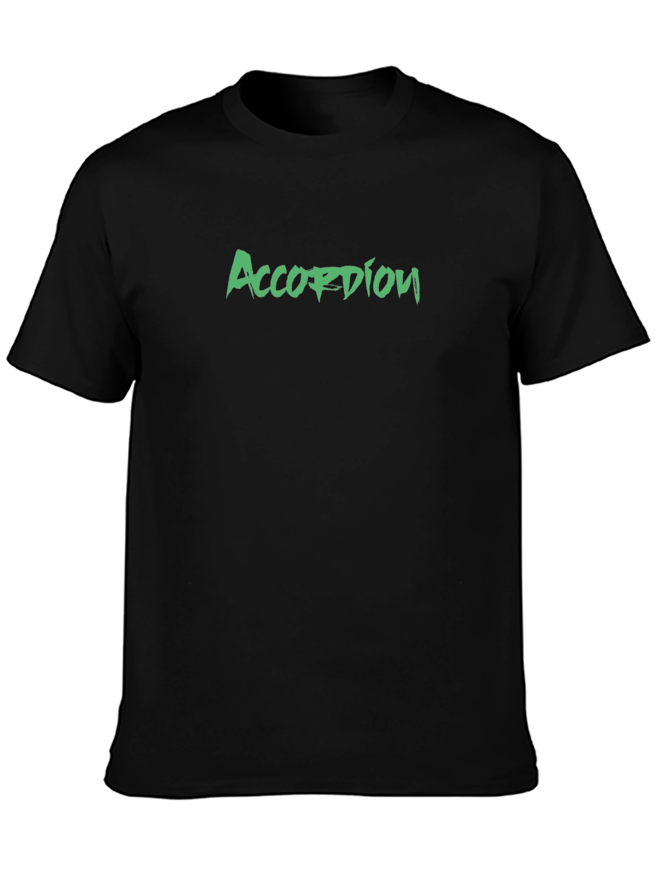 Black Accordion Tee - Green Graphic on Black Cotton view 3