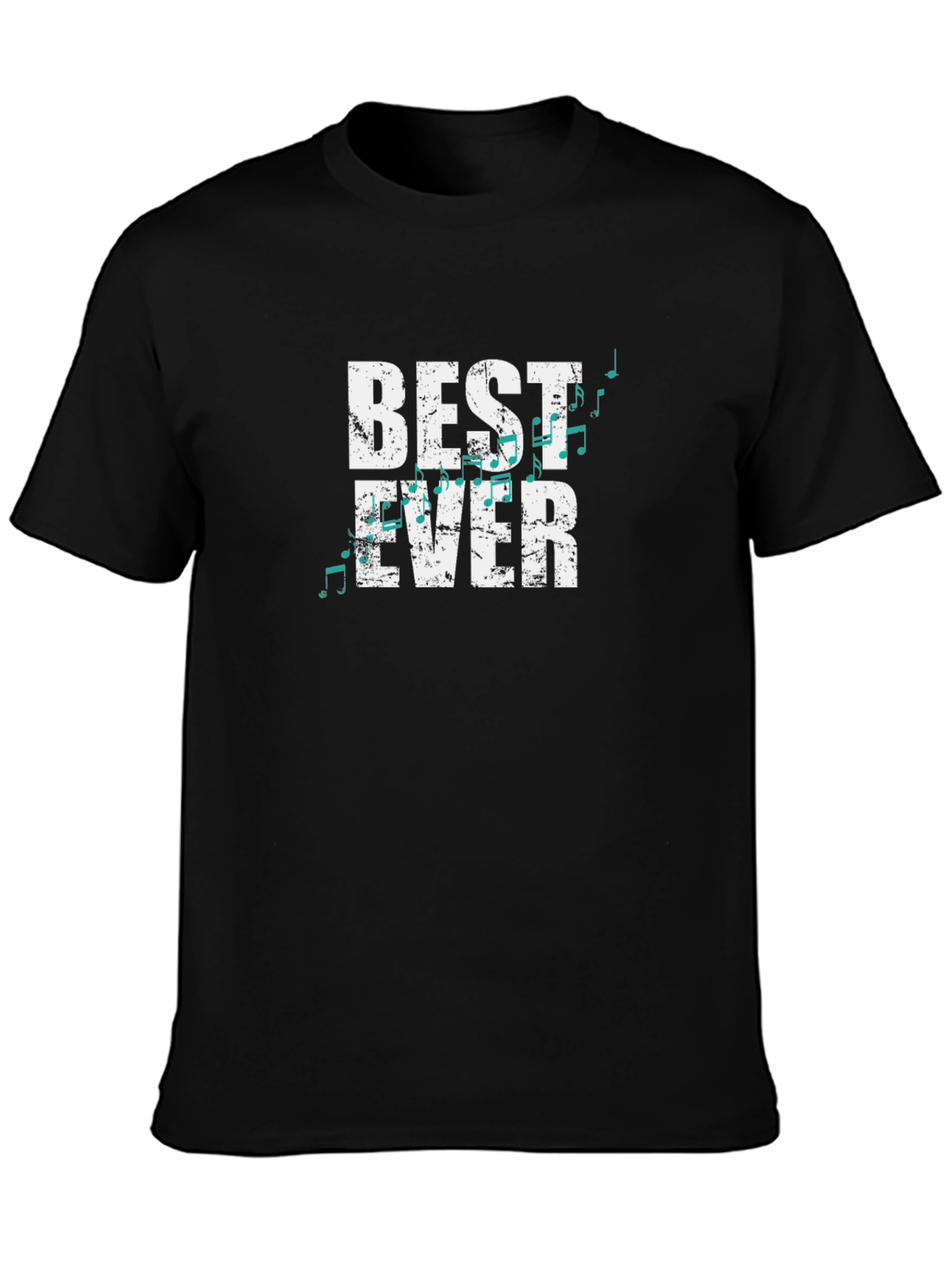 Black Best Ever Music Notes Graphic Tee - Black Cotton T-Shirt view 3