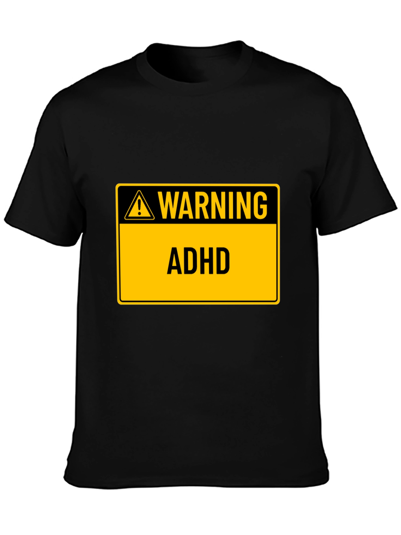 Black Warning ADHD Black T-Shirt view 3
