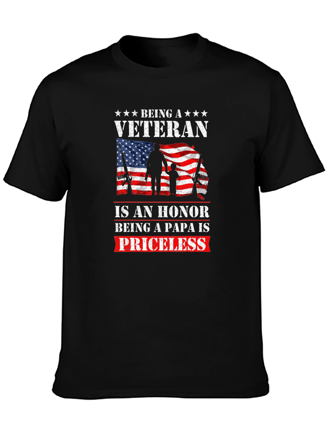 Black Veteran Papa Honor T-Shirt view 3