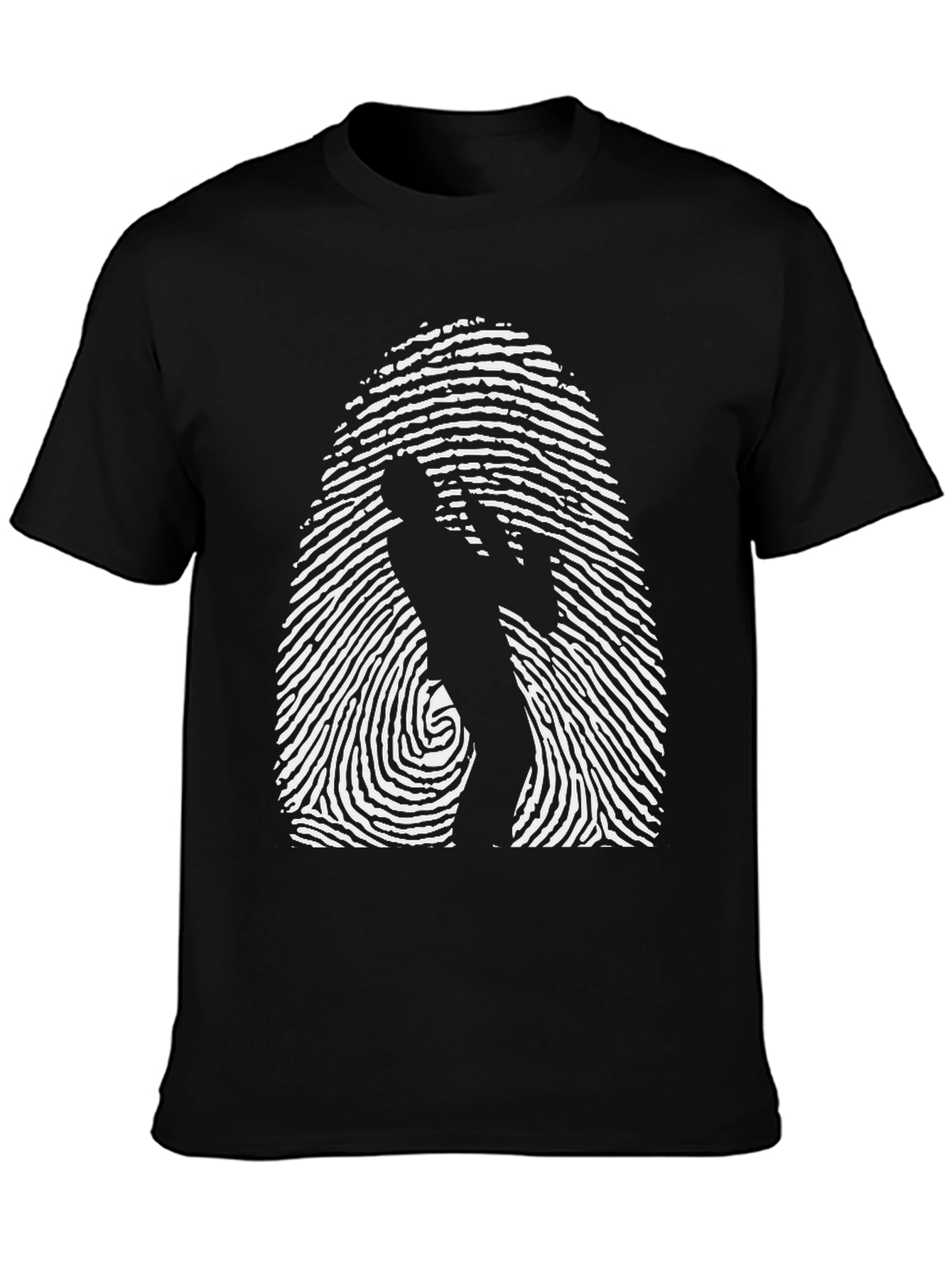 Black Fingerprint Saxophone T-Shirt - Unique Music Tee view 3