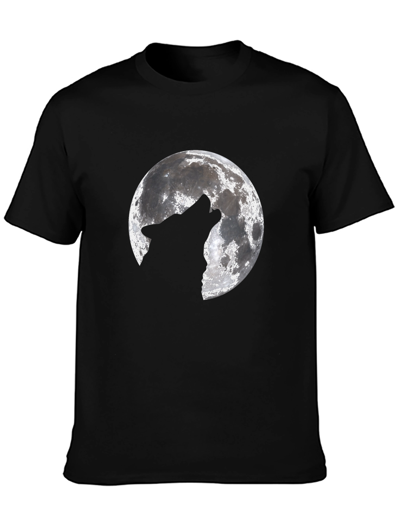 Black Wolf Howling at Moon Graphic Black T-Shirt view 3