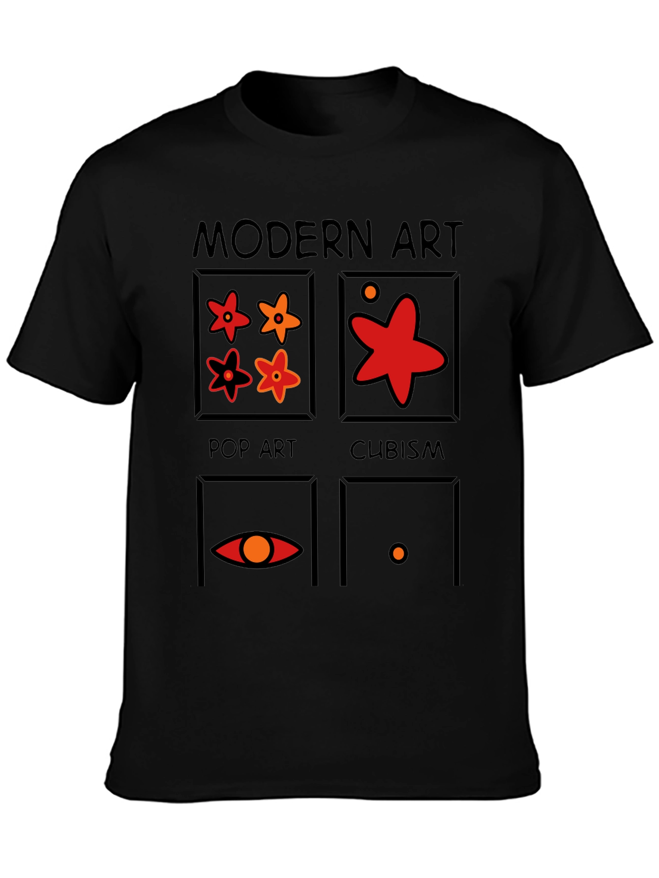 Black Modern Art Styles Graphic T-Shirt view 3