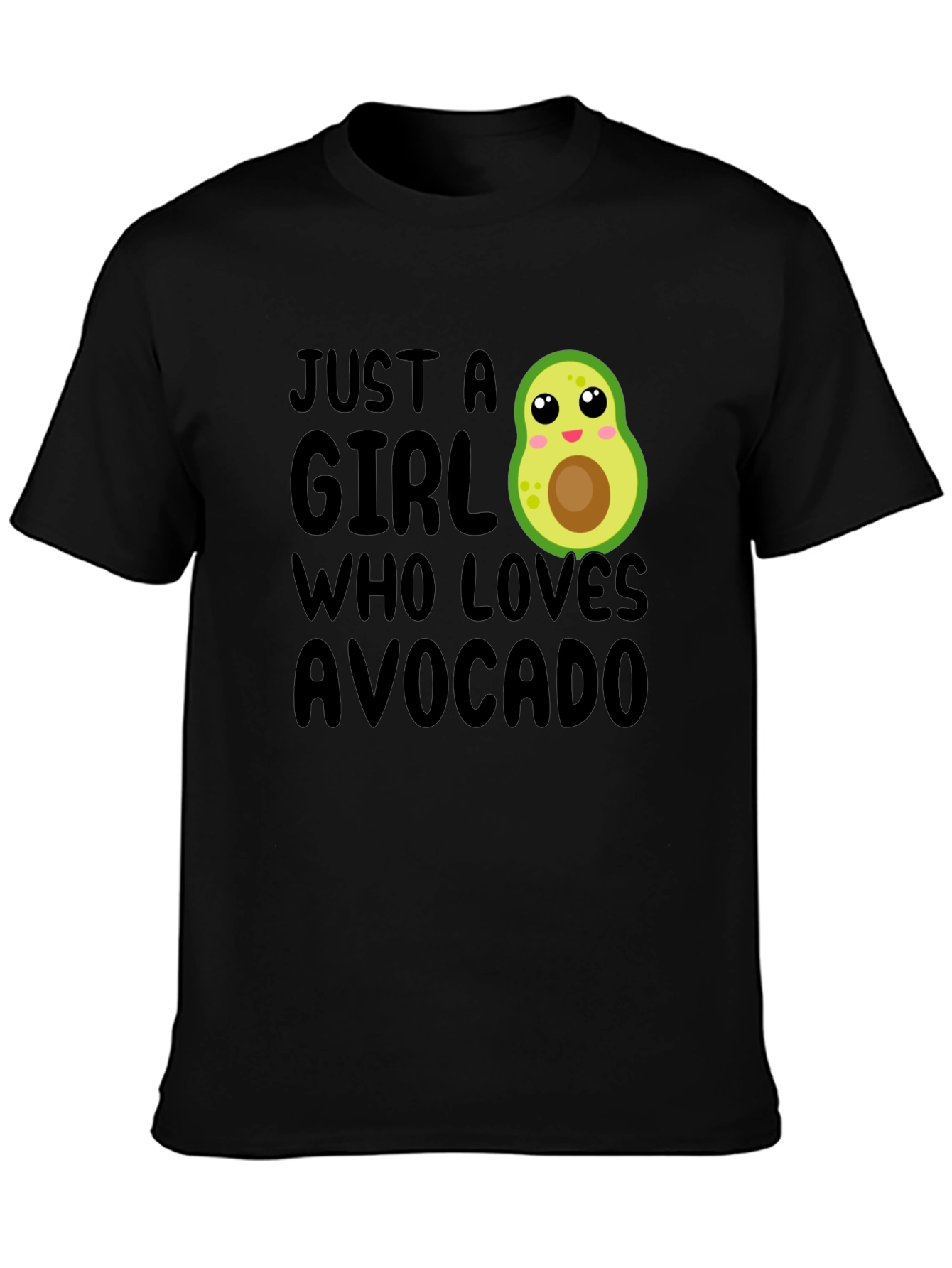 Black Just A Girl Who Loves Avocado T-Shirt view 3