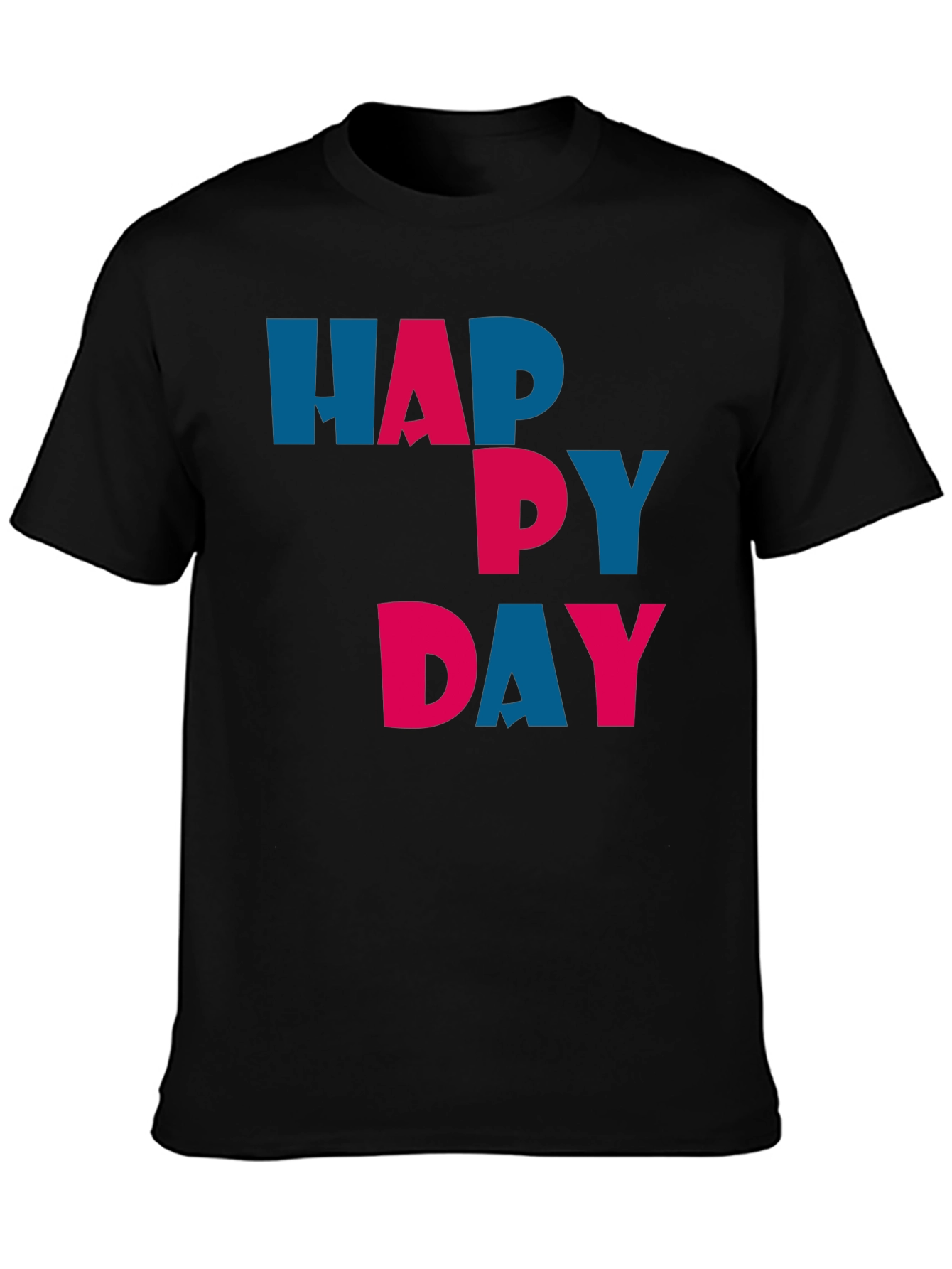 Black Happy Day Graphic Tee - Unisex Soft Cotton T-Shirt view 3