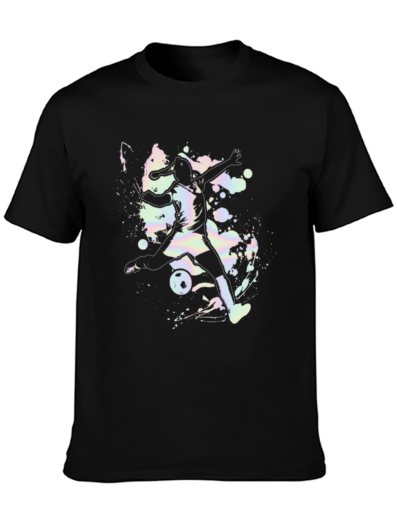 Black Soccer Girl Graphic Tee - Black Cotton Casual Shirt view 3