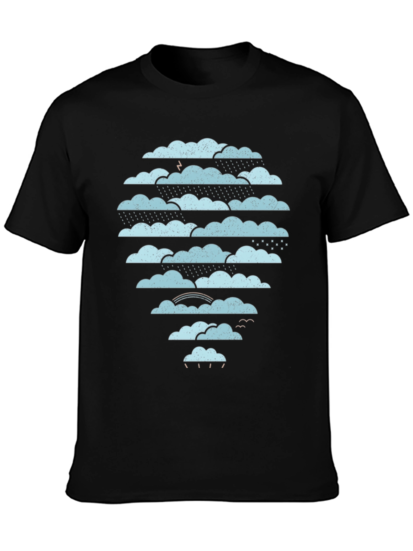 Black Cloudscape Graphic Tee - Weather Pattern Black T-Shirt view 3