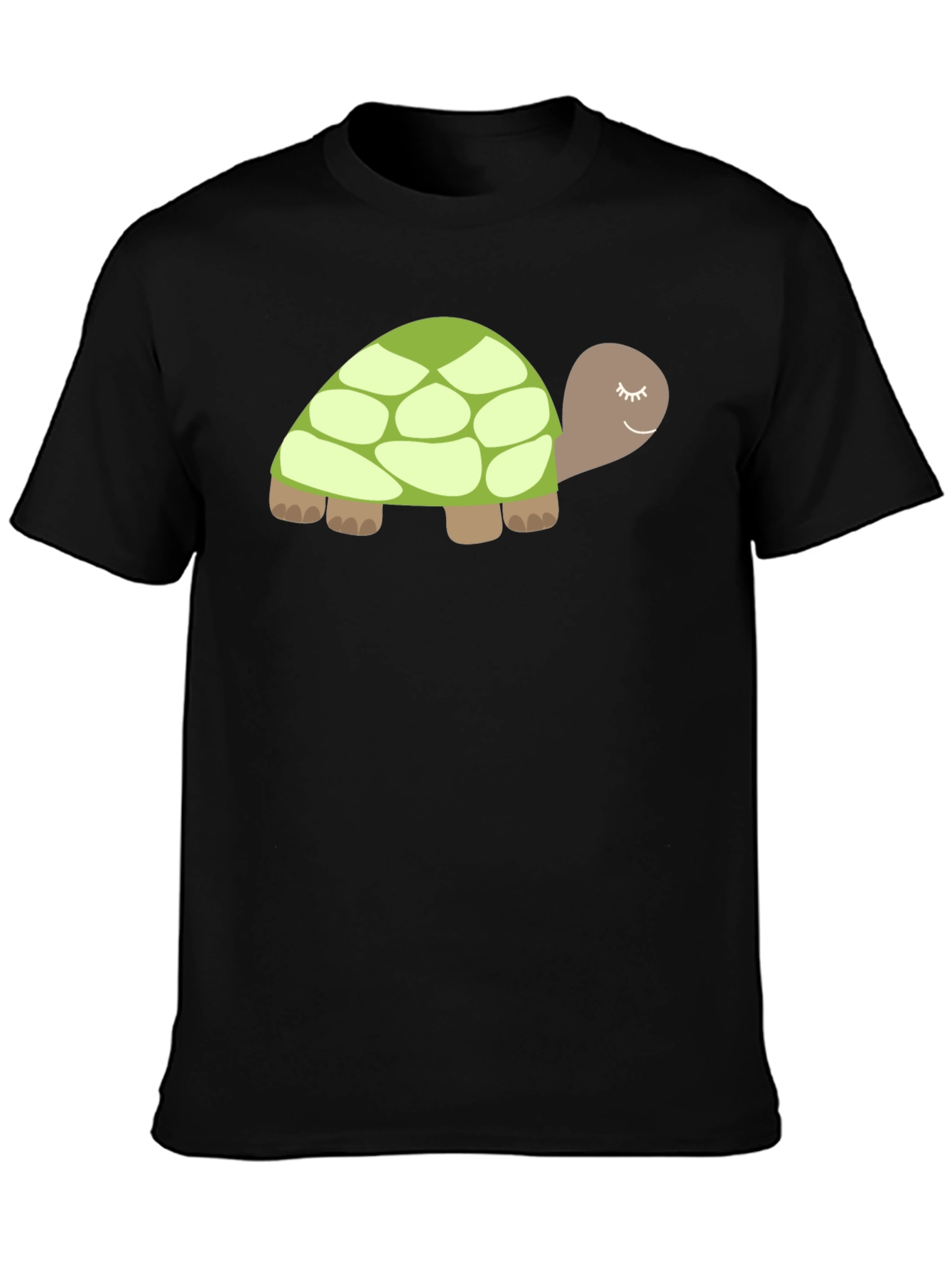 Black Cute Turtle Graphic Tee - Soft Black Cotton view 3