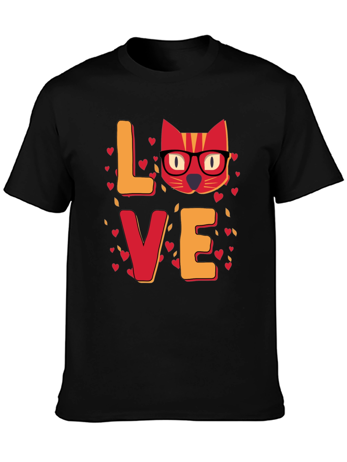 Black Love Cat T-Shirt - Unique Valentine's Day Gift for Cat Lovers view 3