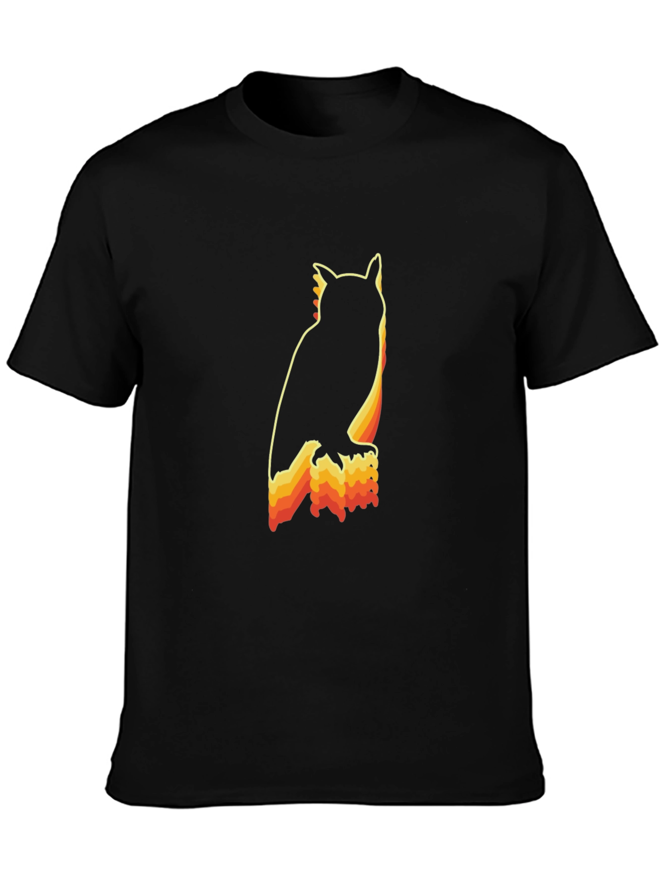 Black Retro Owl Graphic T-Shirt view 3