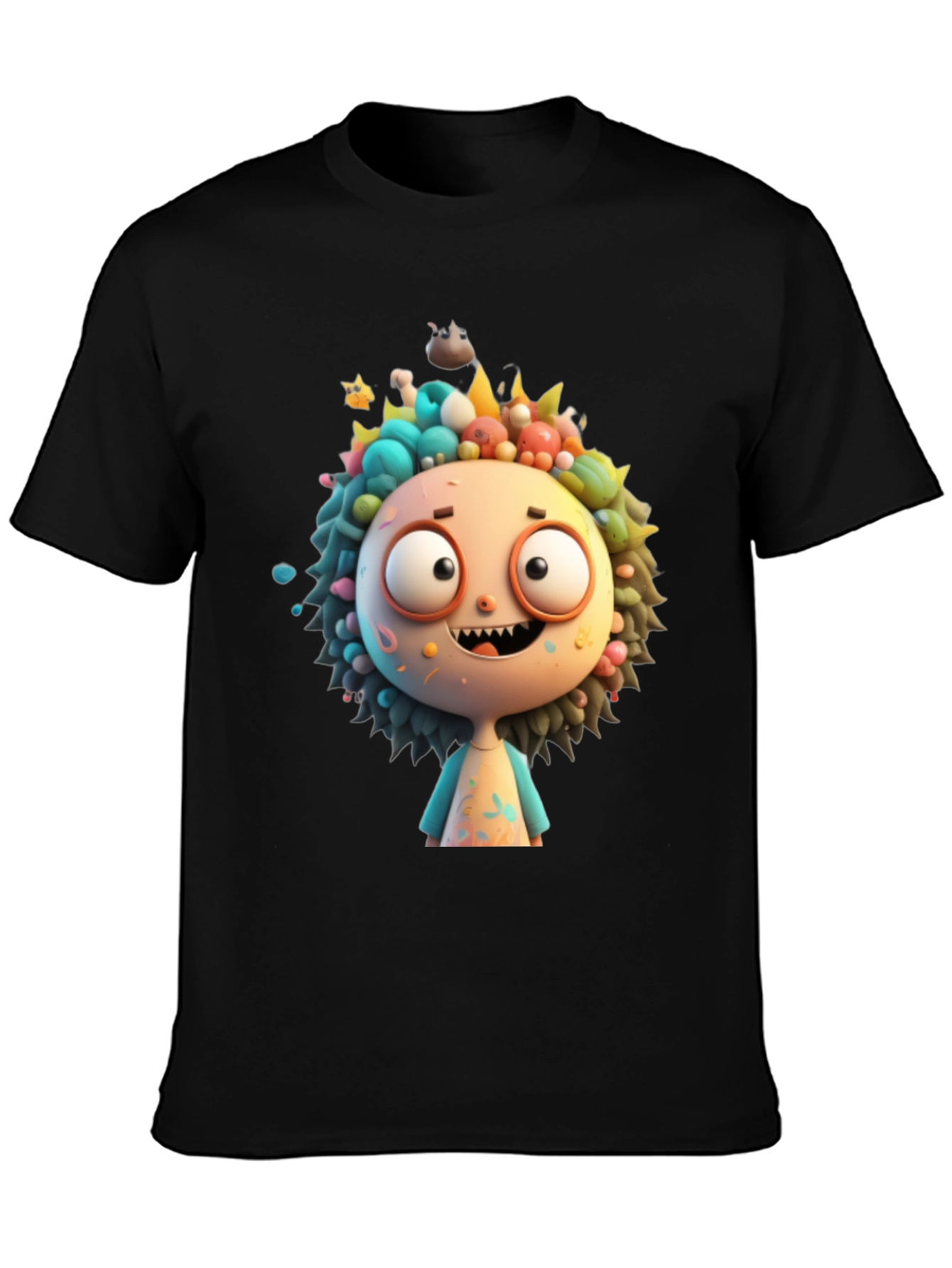 Black Cartoon Character Graphic Tee - Funky and Fun! view 3