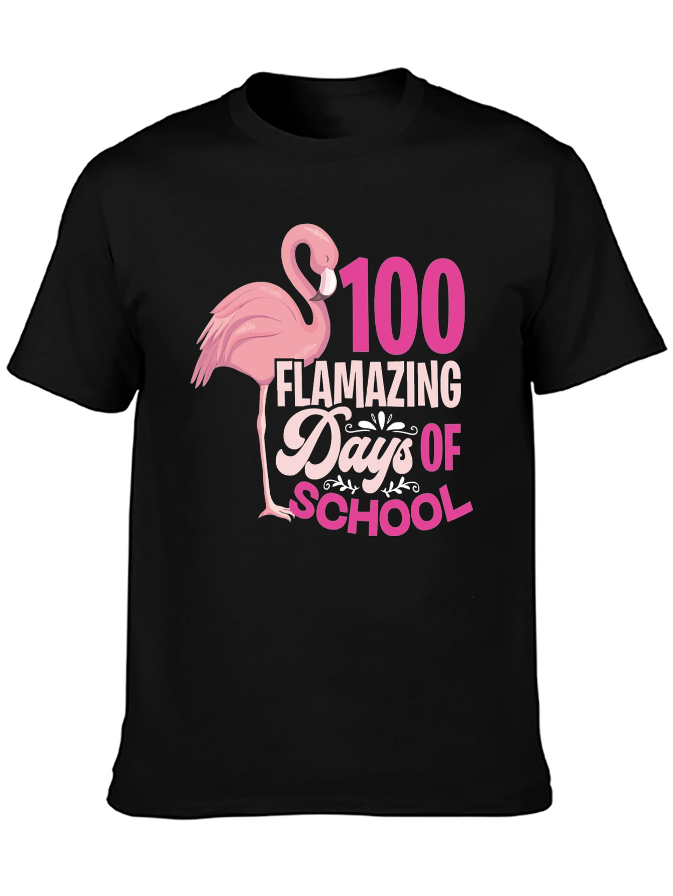 Black 100 Days of School Flamingo Tee view 3