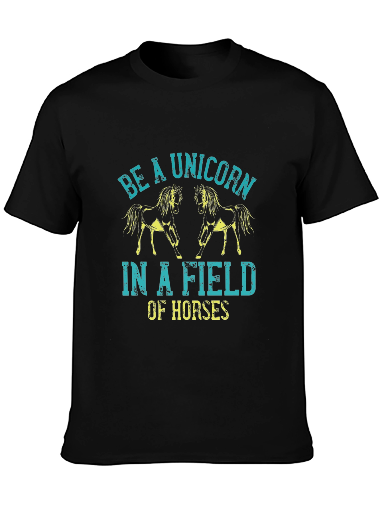 Black Unicorn in a Field of Horses Graphic Tee view 3