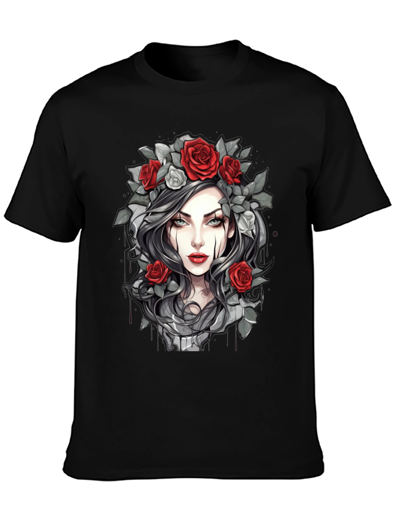 Black Gothic Rose T-Shirt - Dark Beauty Tee view 3