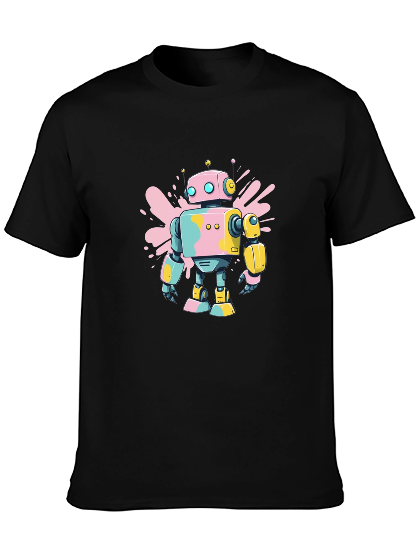 Black Retro Robot T-Shirt - Funky Design view 3