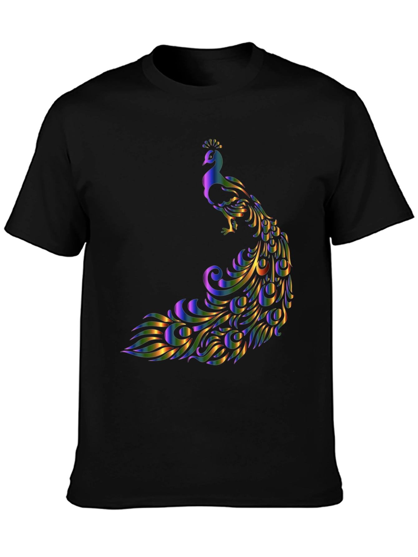 Black Peacock Graphic T-Shirt - Stylish and Eye-Catching Design view 3