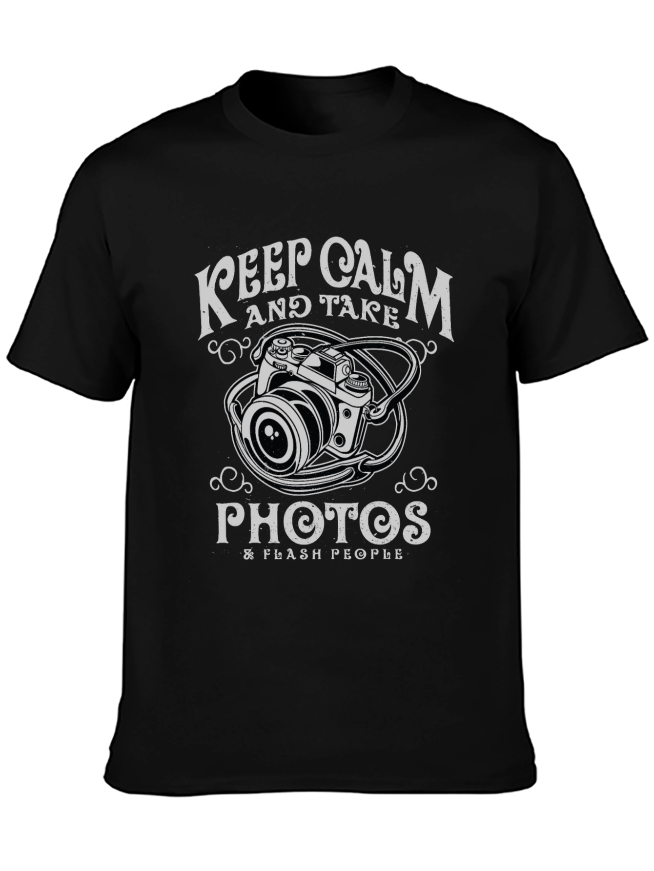 Black Keep Calm & Take Photos Black Graphic T-Shirt view 3