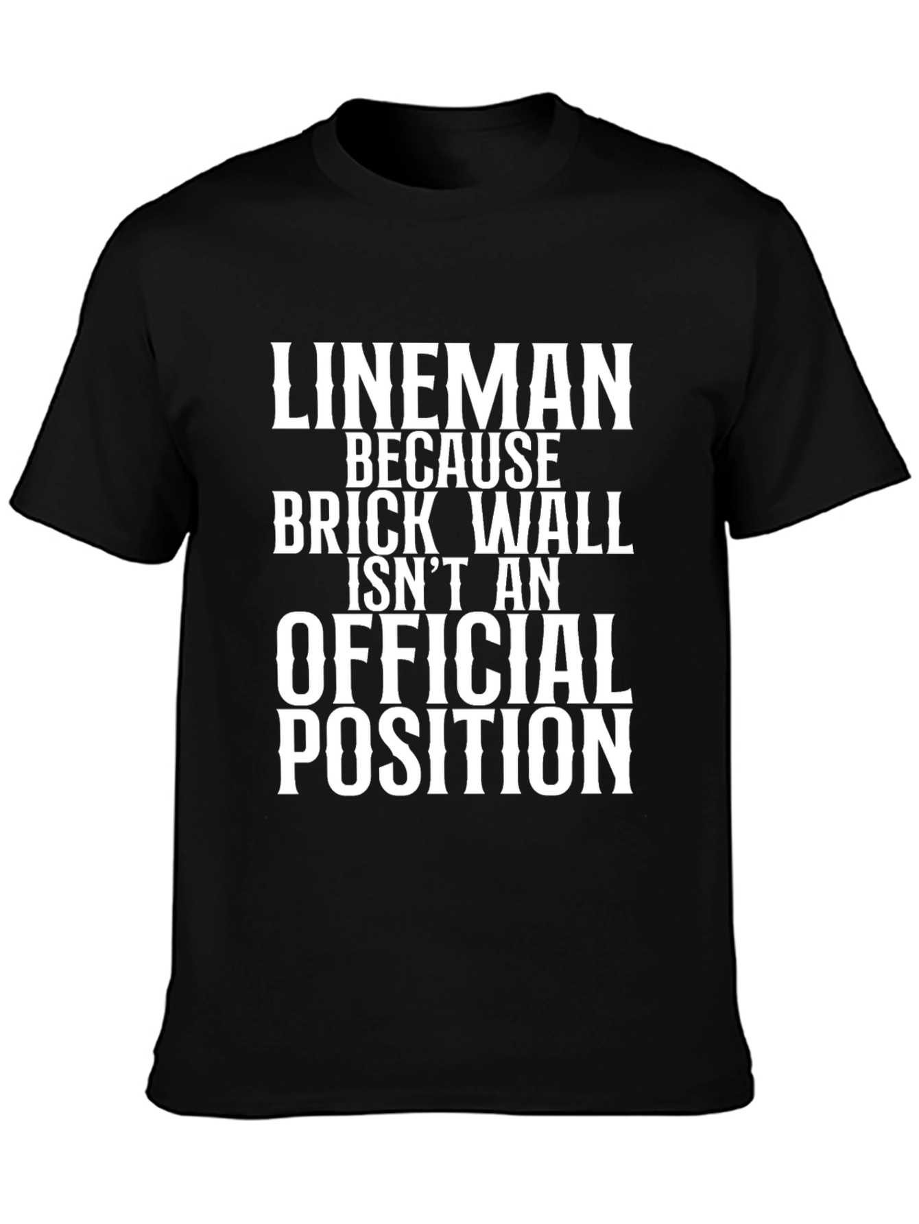 Black Lineman Brick Wall Funny Football T-Shirt view 3
