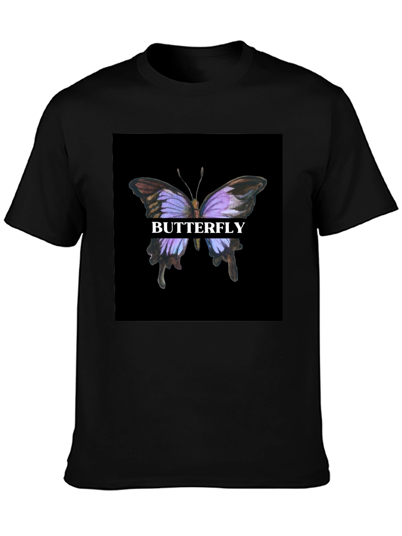 Black Butterfly Graphic Print Black T-Shirt view 3