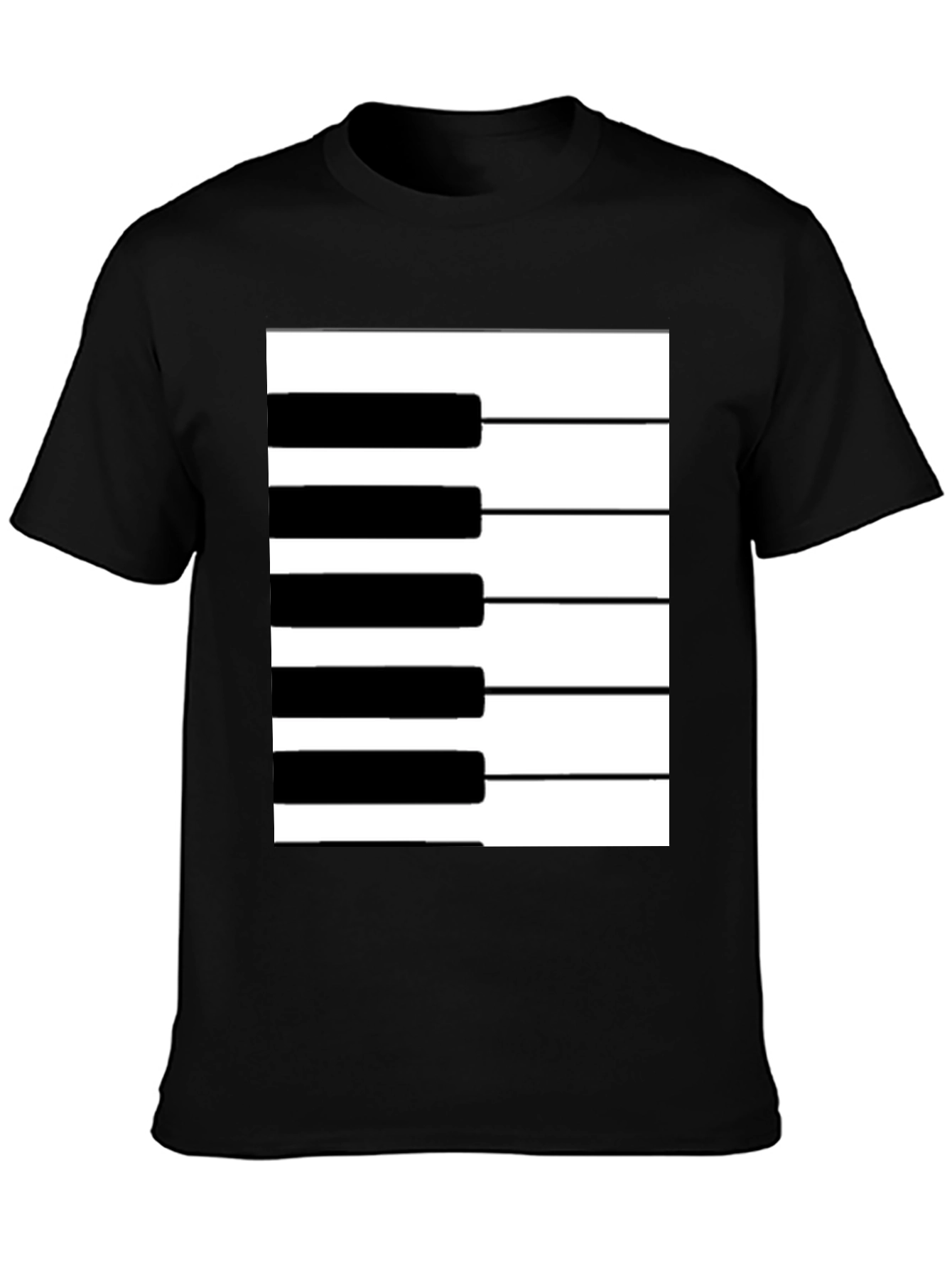 Black Piano Keys Graphic Tee - Black Cotton T-Shirt view 3