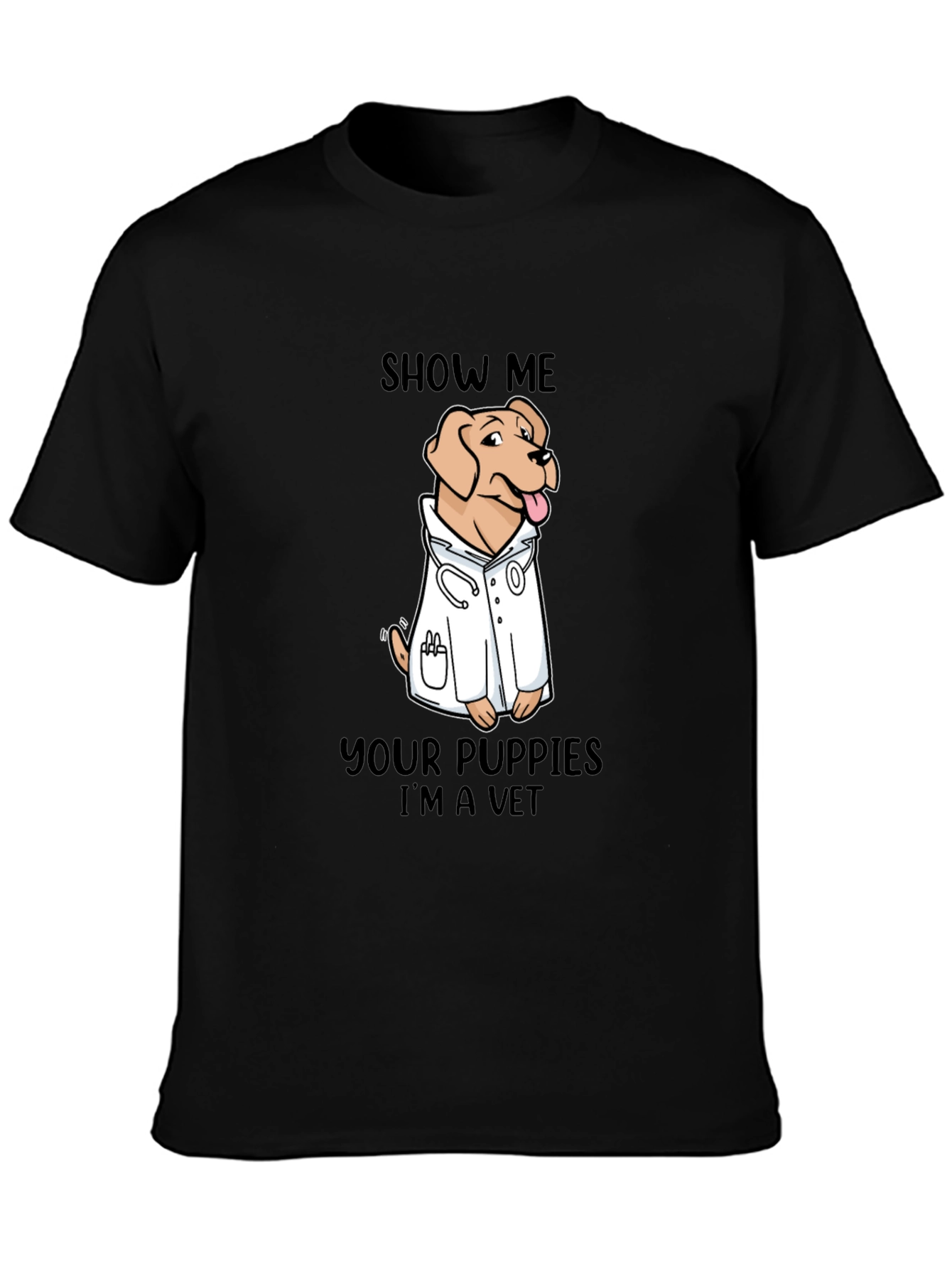 Black Show Me Your Puppies I'm A Vet T-Shirt view 3