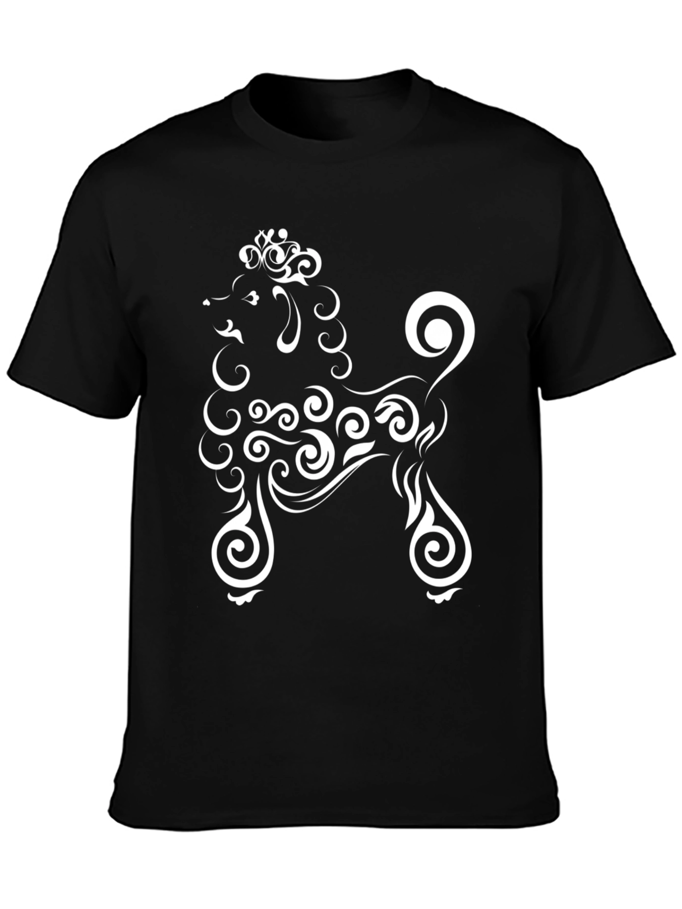 Black Stylish Black T-Shirt with Poodle Design view 3