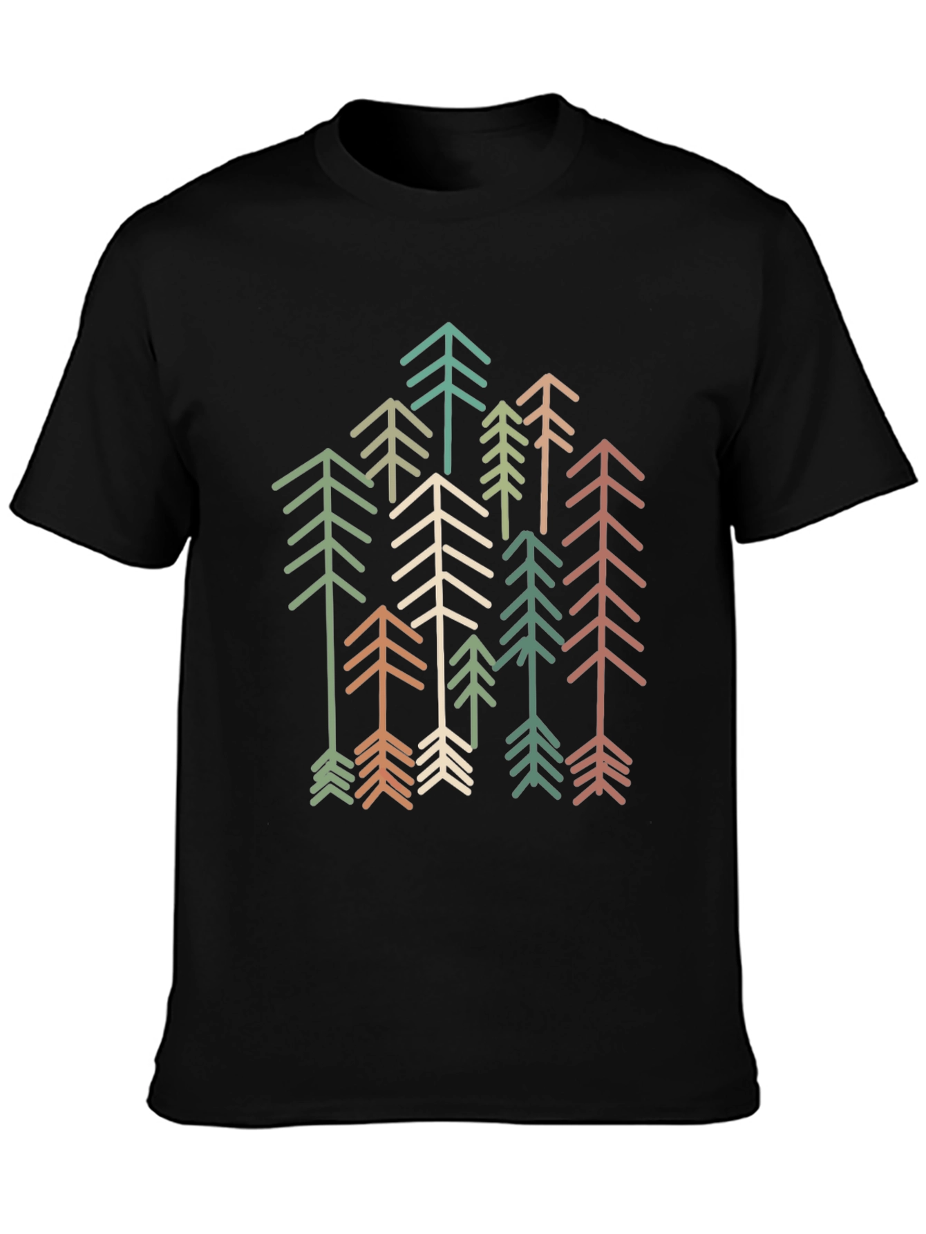 Black Retro Geometric Tree Graphic Tee - Stylish Comfort view 3