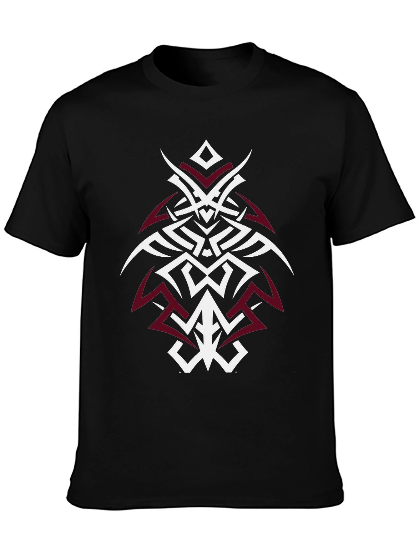 Black Tribal Owl Graphic Tee - Black Cotton T-Shirt view 3