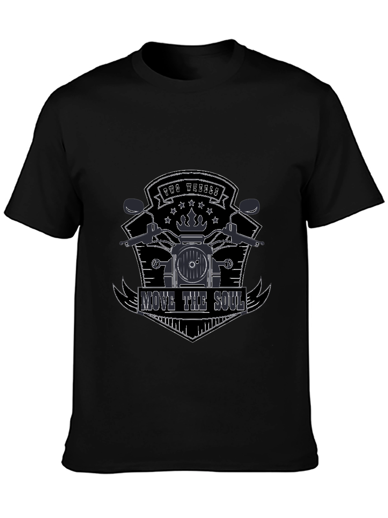 Black Two Wheels Move the Soul T-Shirt view 3