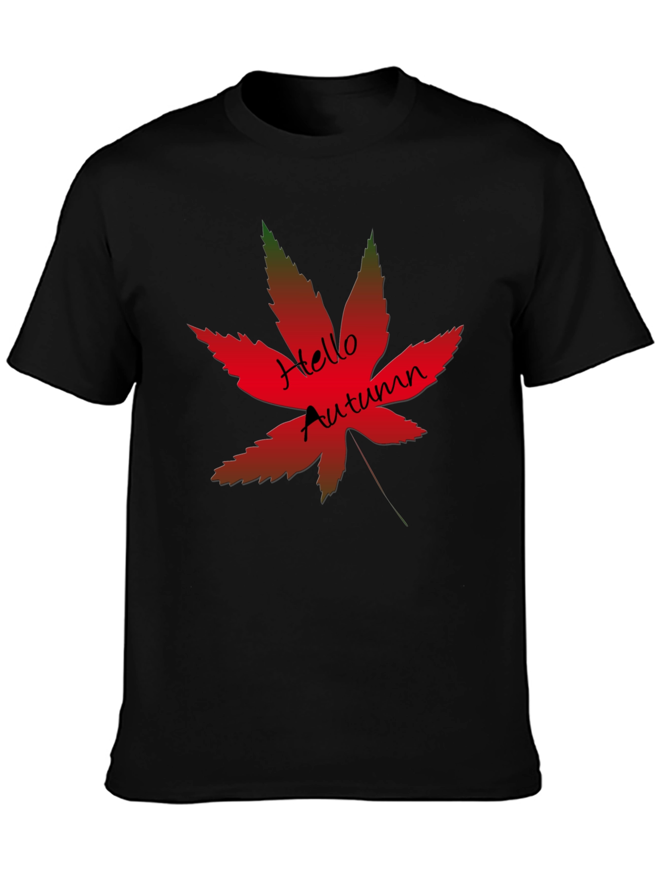 Black Hello Autumn Maple Leaf Graphic Tee view 3