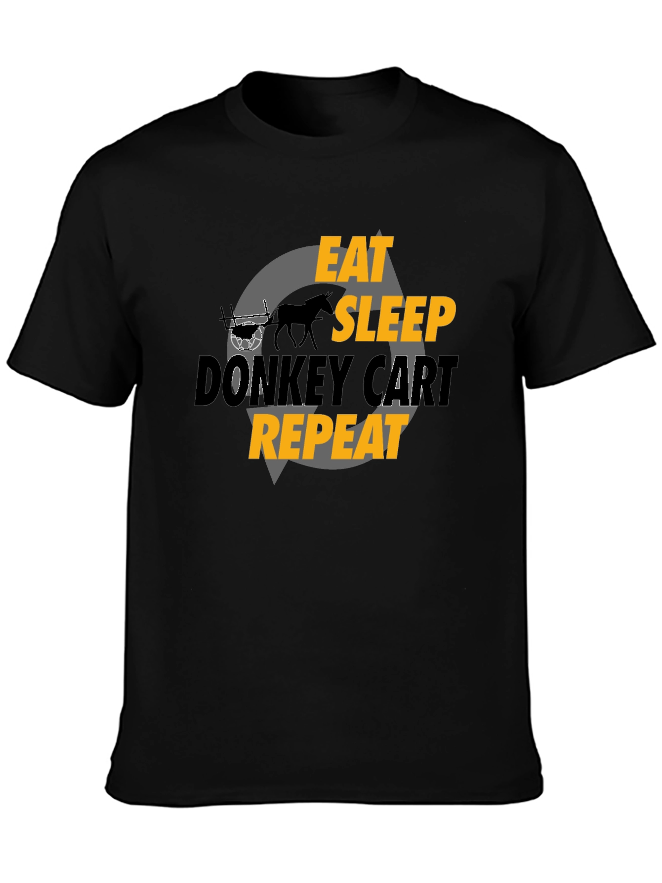 Black Eat Sleep Donkey Cart Repeat - Graphic T-Shirt view 3