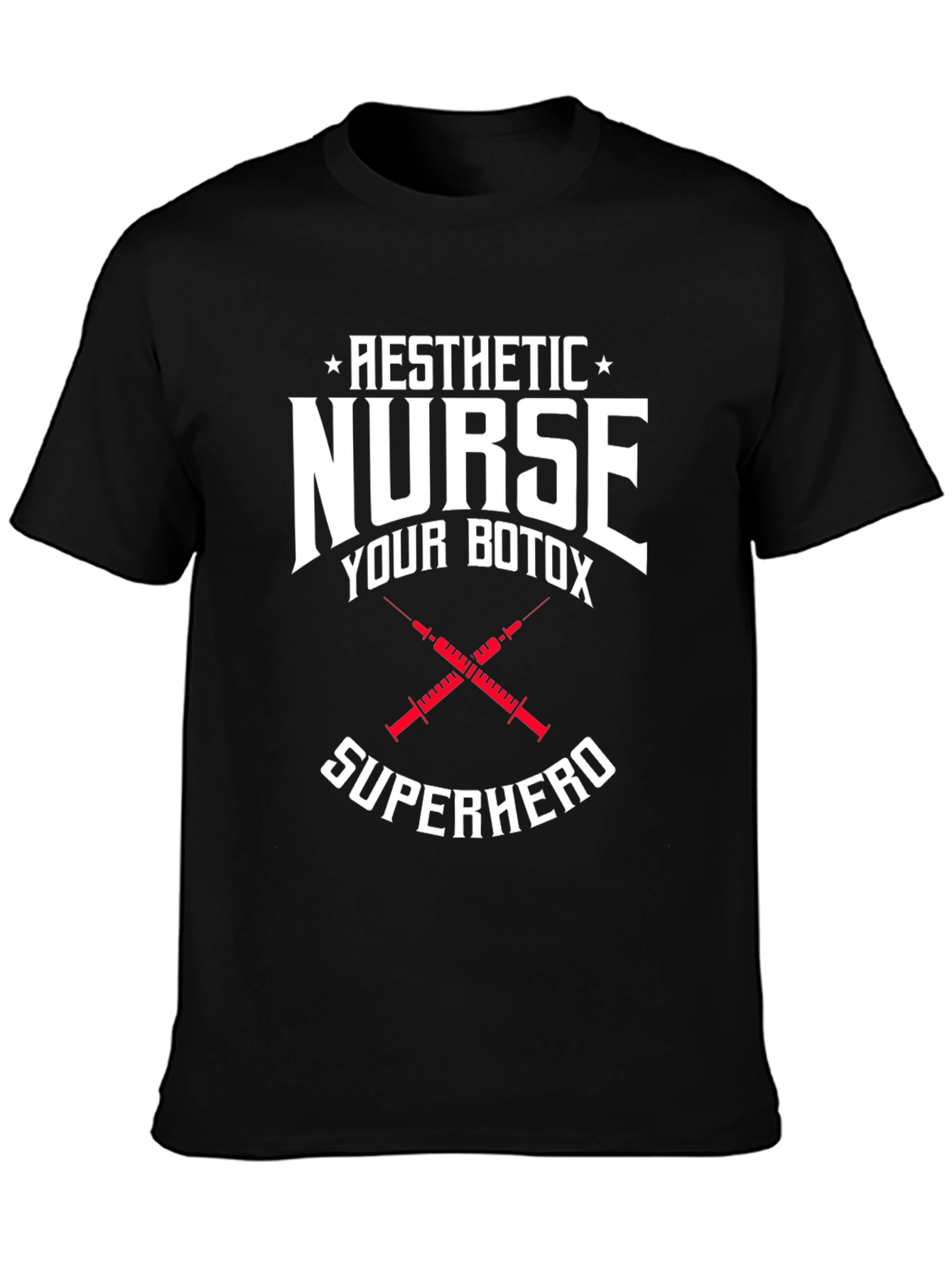 Black Aesthetic Nurse Botox Superhero Graphic T-Shirt view 3