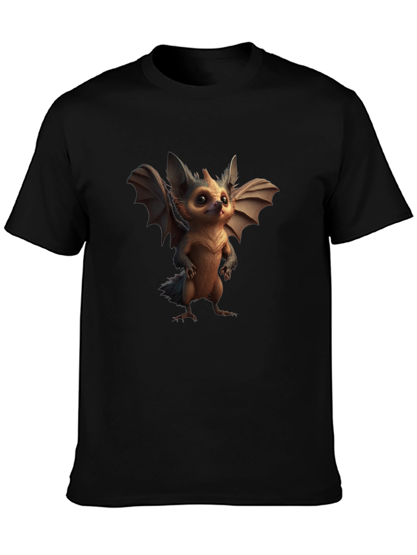 Black Cute Fantasy Creature T-Shirt - Soft Cotton Blend view 3