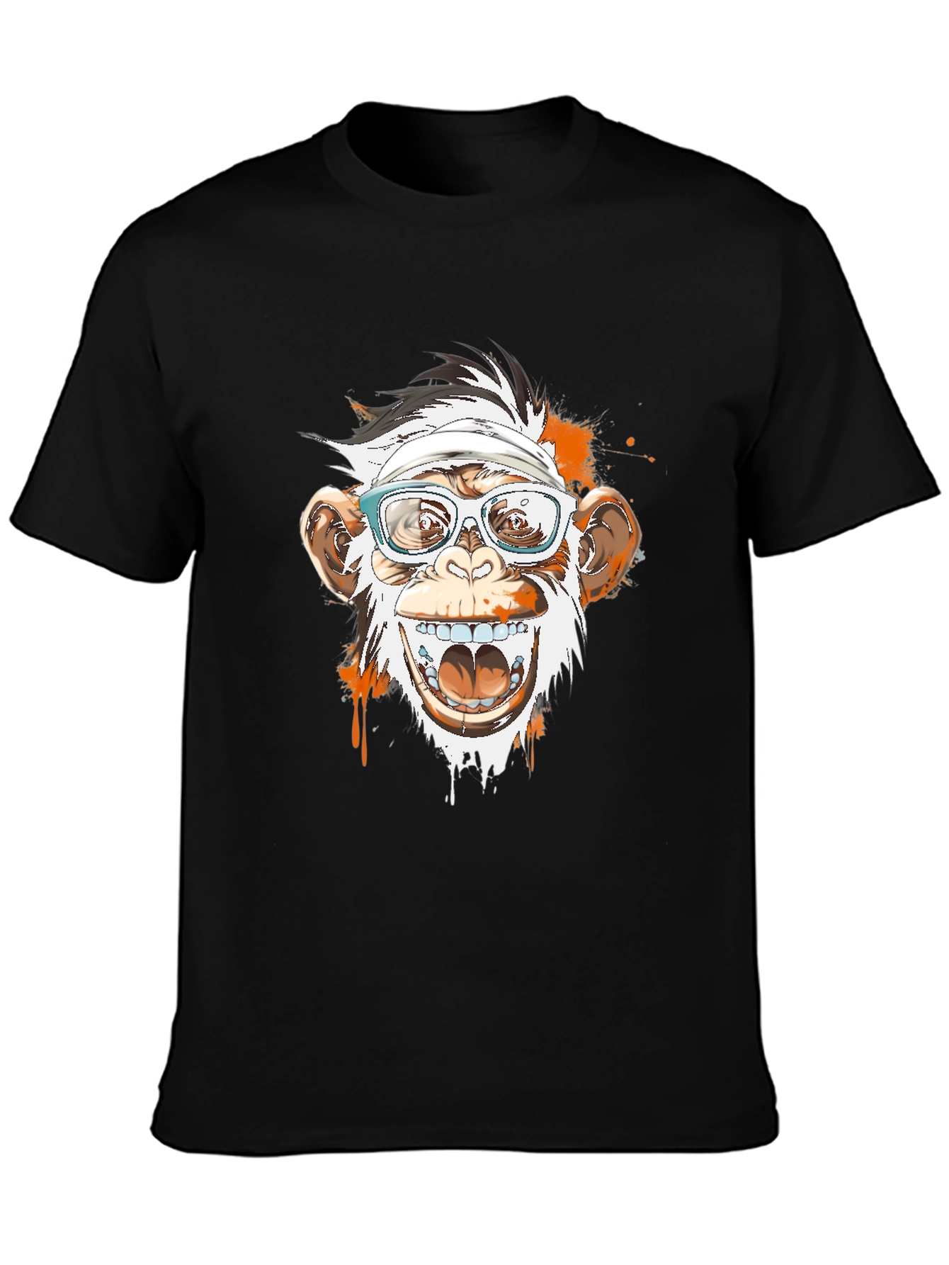 Black Monkey with Glasses Graphic T-Shirt view 3