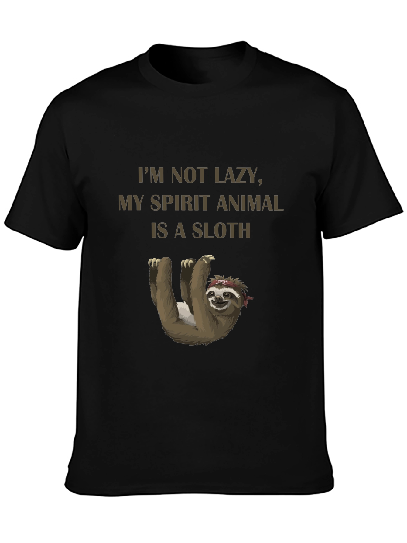 Black I'm Not Lazy Sloth Graphic T-Shirt view 3