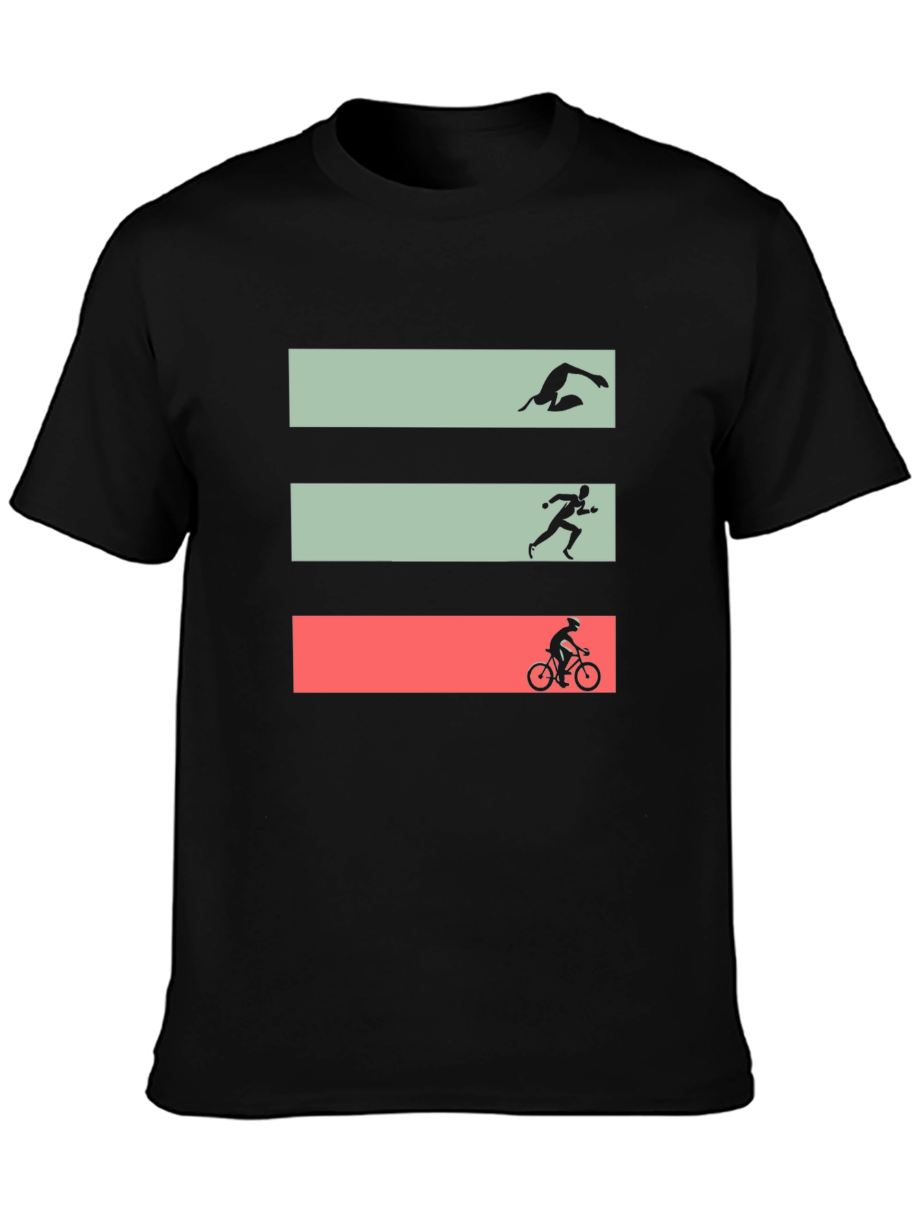 Black Triathlon T-Shirt: Swim, Run, Bike view 3