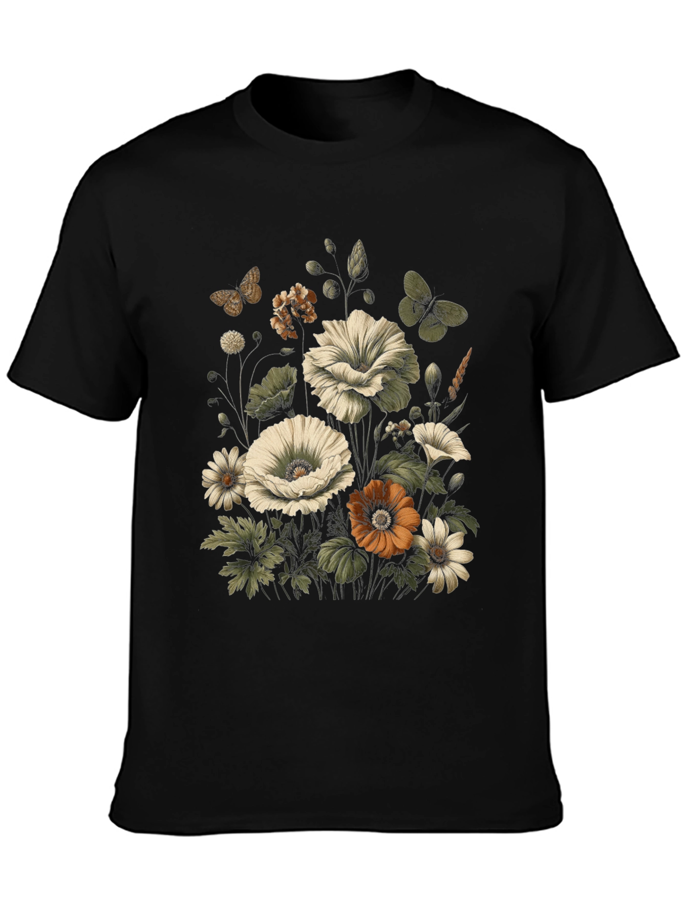 Black Floral Graphic Black T-Shirt view 3