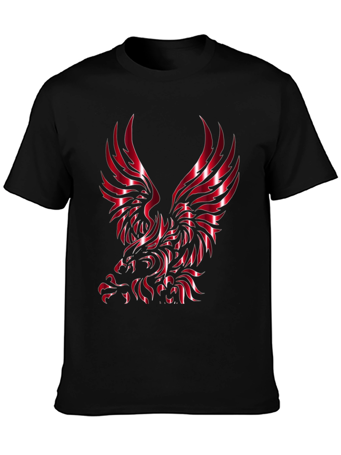 Men's Black T-Shirt with Eagle Design - 3