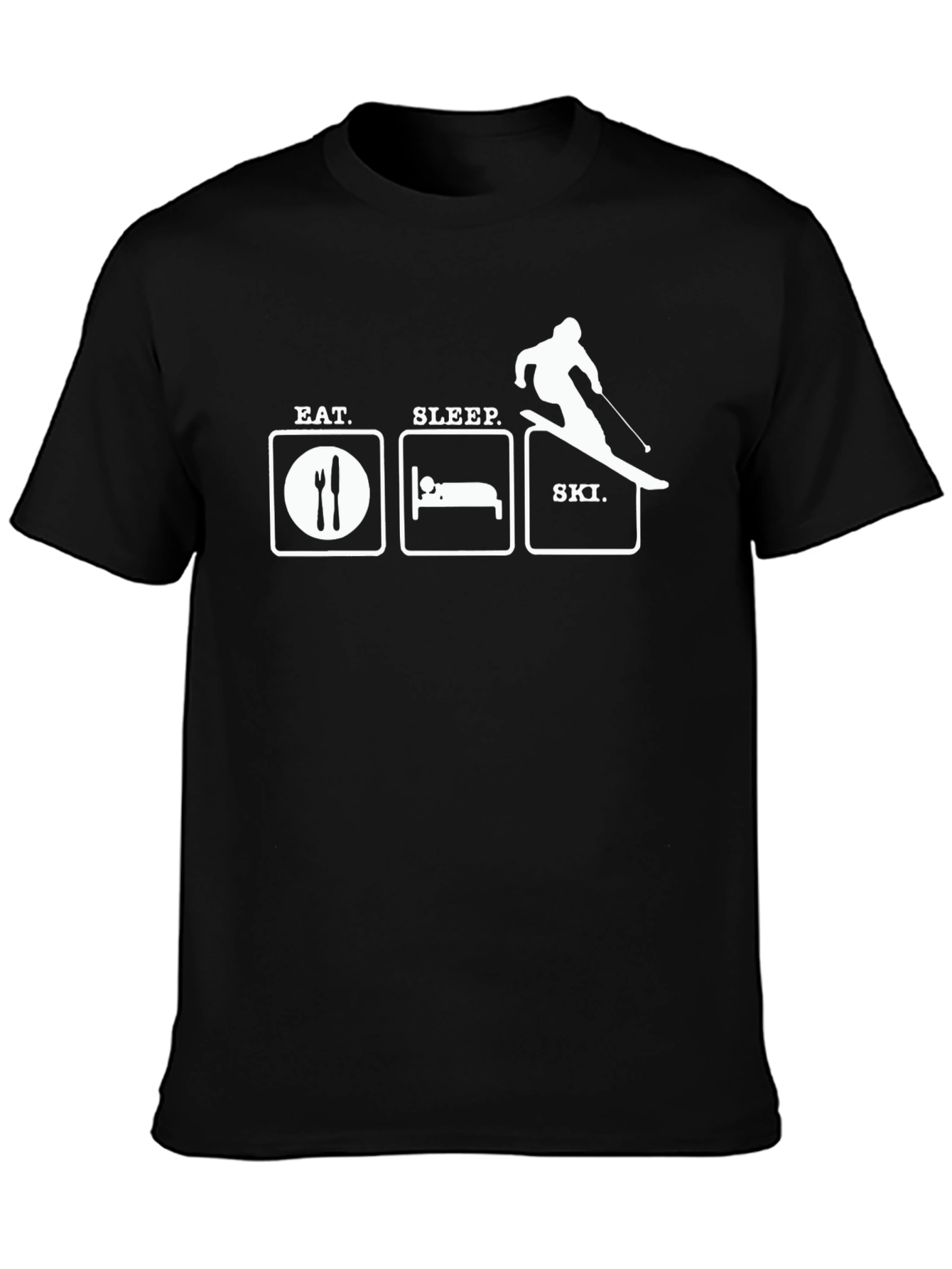 Black Eat Sleep Ski Graphic T-Shirt view 3