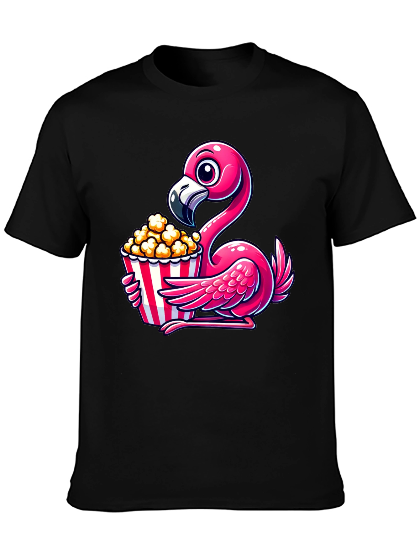 Black Flamingo Popcorn Graphic T-Shirt view 3