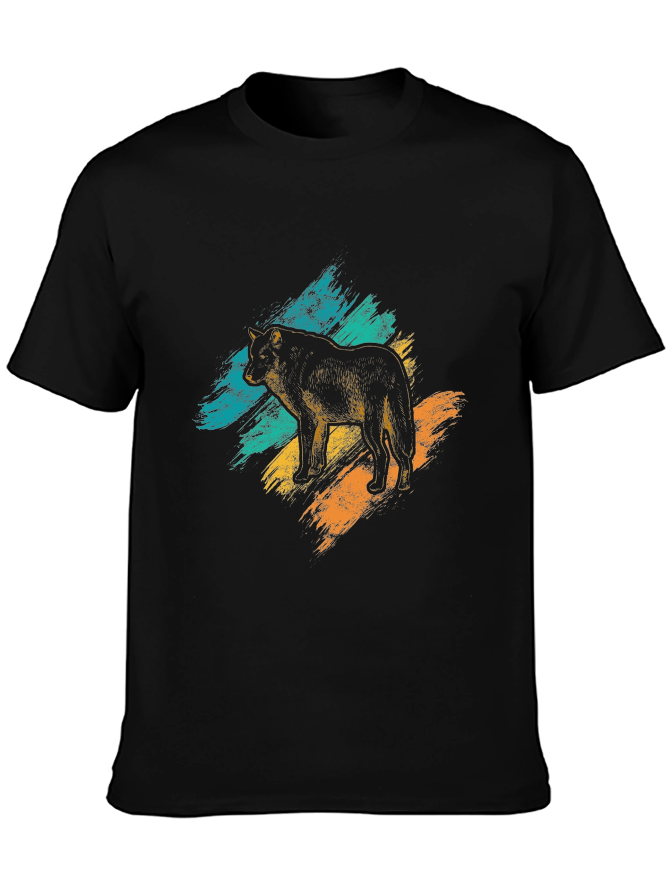 Black Wolf Graphic Tee - Brushstroke Design view 3