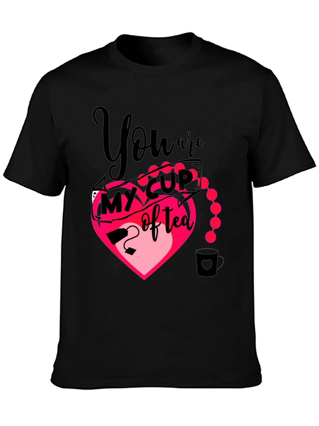 Black My Cup of Tea Heart Graphic T-Shirt view 3
