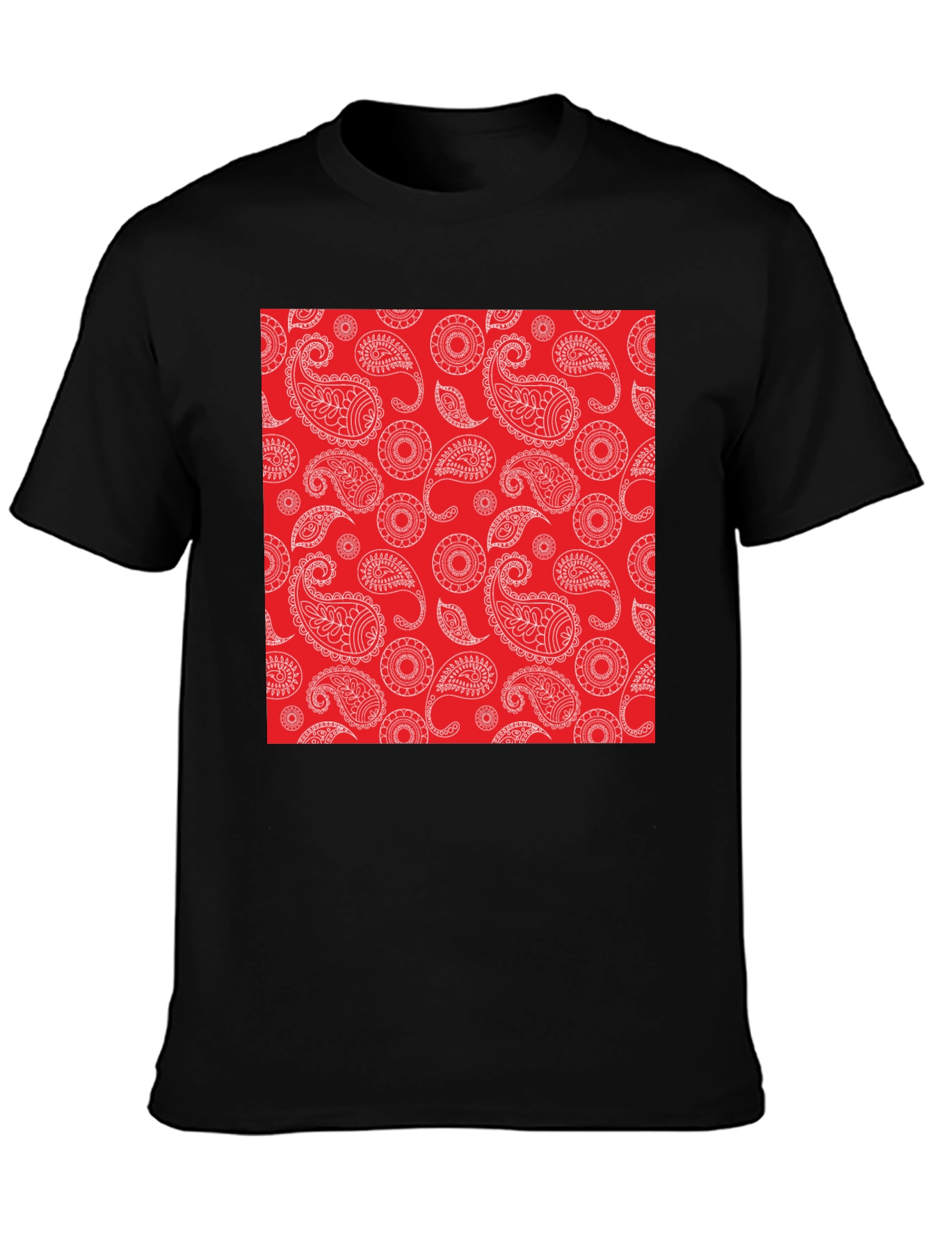 Black Paisley Pattern Black T-Shirt view 3